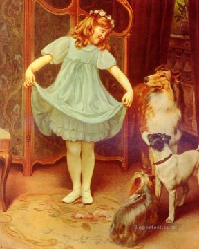  vestido pintura - El vestido nuevo niños idílicos Arthur John Elsley impresionismo